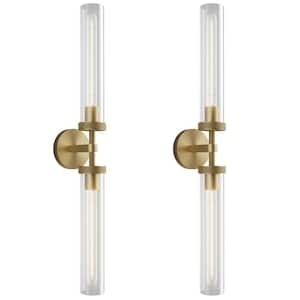 4.64 in. 30 in. H 2-Light Cooper Wall Sconce Modern Wall Light w/ Double Glass Tube for Living Room Dining Room (2-Sets)