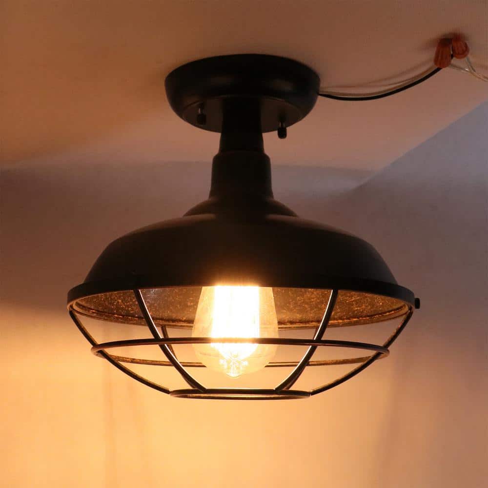 Oil Rubbed Bronze Indoor/Outdoor Glass Ceiling Light