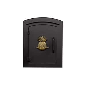 Manchester Black Column Mount Non-Locking Mailbox with Decorative Pineapple Logo
