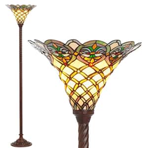 72 in. Antique Bronze Arielle Stained Glass Floor Lamp with Foot Switch