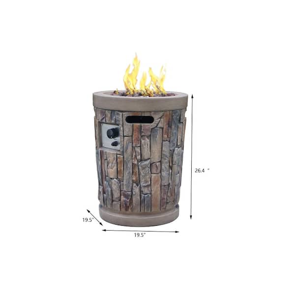 Unbranded Pismo 23 in. W 32000 BTU Propane Outdoor Stone Look Fire Column with Cover Included