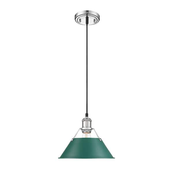 Golden Lighting Orwell 100 Watt 1 Light Chrome Shaded Mini Pendant Light Steel Shade with No Bulbs Included