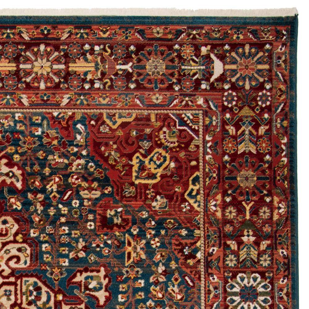 Kashan Blue and Red 9' x 12' Floral Synthetic Area Rug