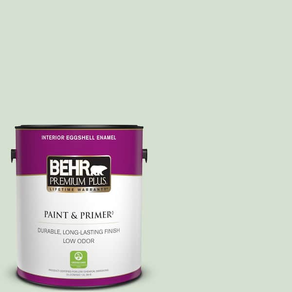 BEHR PREMIUM PLUS 1 gal. #S400-2 Comforting Green Eggshell Enamel Low Odor Interior Paint & Primer