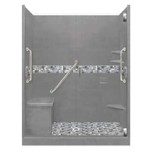 Newport Freedom Grand Hinged 32 in. x 60 in. x 80 in. Center Drain Alcove Shower Kit in Wet Cement and Chrome Hardware
