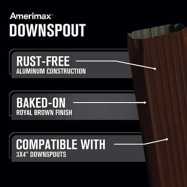 3 in. x 4 in. x 10 ft. Royal Brown Aluminum Downspout