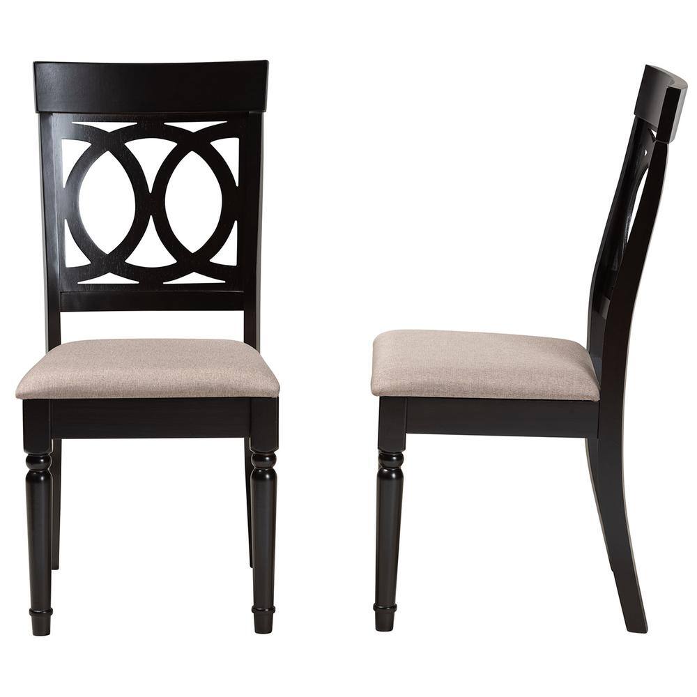 Lucie Sand and Dark Brown Wood Dining Chair Set