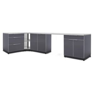 Slate Gray 6-Piece 112 in. W x 36.5 in. H x 24 in. D Outdoor Kitchen Cabinet Set