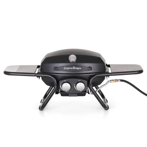 PHI VILLA 2-Burner Portable Propane Gas Grill in Black