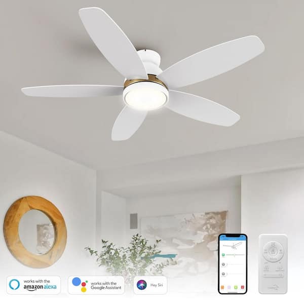 CARRO Levi 48 in. Dimmable LED Indoor/Outdoor White Smart Ceiling Fan with Light and Remote, Works with Alexa/Google Home