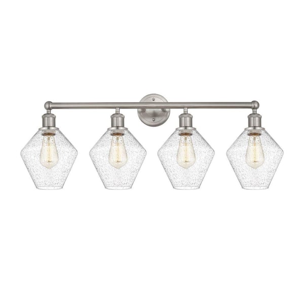Cindyrella 35 in. 4-Light Satin Nickel Vanity Light with Glass Shade