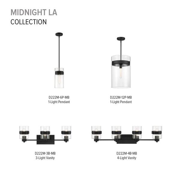 Designers Fountain - Midnight LA 3 Light Matte Black Bath Bar Vanity Light