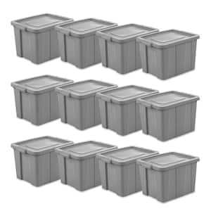 18 gal. Plastic Storage Tote with Lid in Gray (12-Pack)