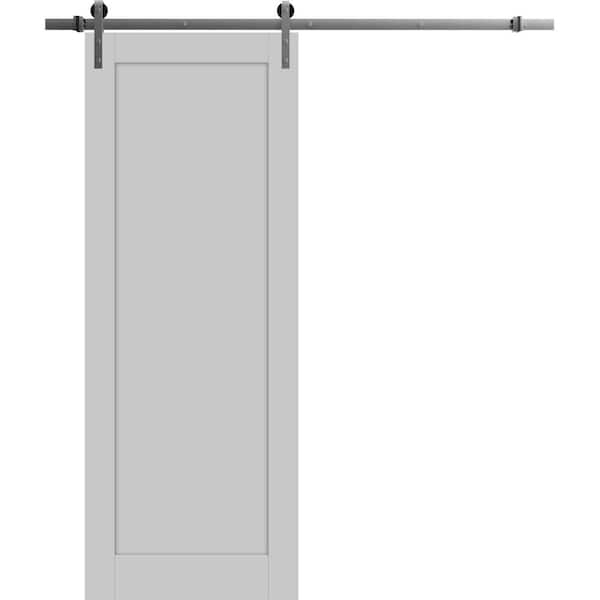 Sartodoors 24 in. x 84 in. 1 Panel Matte Grey Solid MDF Sliding Barn Door with Hardware Kit