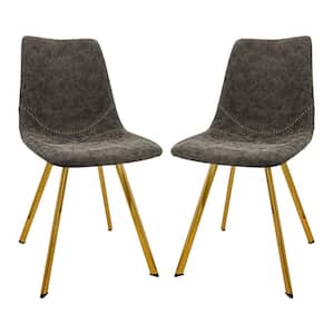 Markley Grey Polyurethane Leather Dining Chair Set of 2