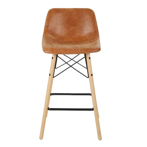 OSP Home Furnishings 26 in. Sand Faux Leather Counter Stool with Black Base (Set of 2)