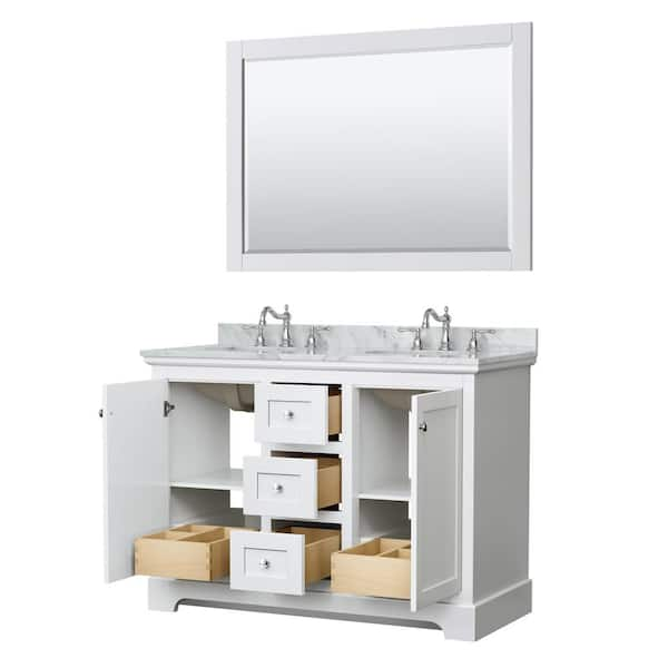 Wyndham Collection WCV232372DWHCXSXXMXX Avery 72 inch Double Bathroom Vanity in White No Countertop No Sinks and No Mirror