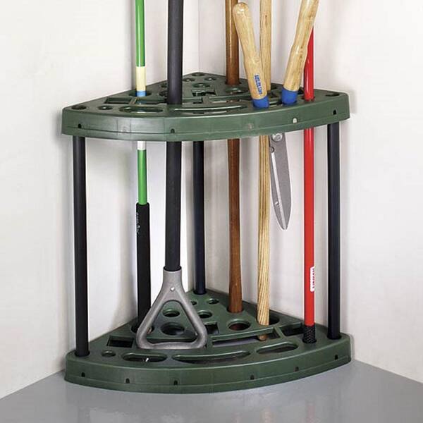 Stalwart Green 2 Tier Corner Plastic Garage Storage Shelving Unit 16 In W X 22 H 24 D Hw2200035 The Home Depot Stalwart Green 2 Tier Corner Plastic, Garden Tool Racks For Garage Uk