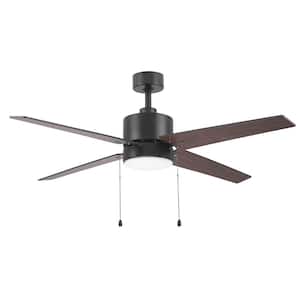 Mabel 52 in. Integrated LED Indoor Matte Black Ceiling Fan with Light Kit and Pull Chain
