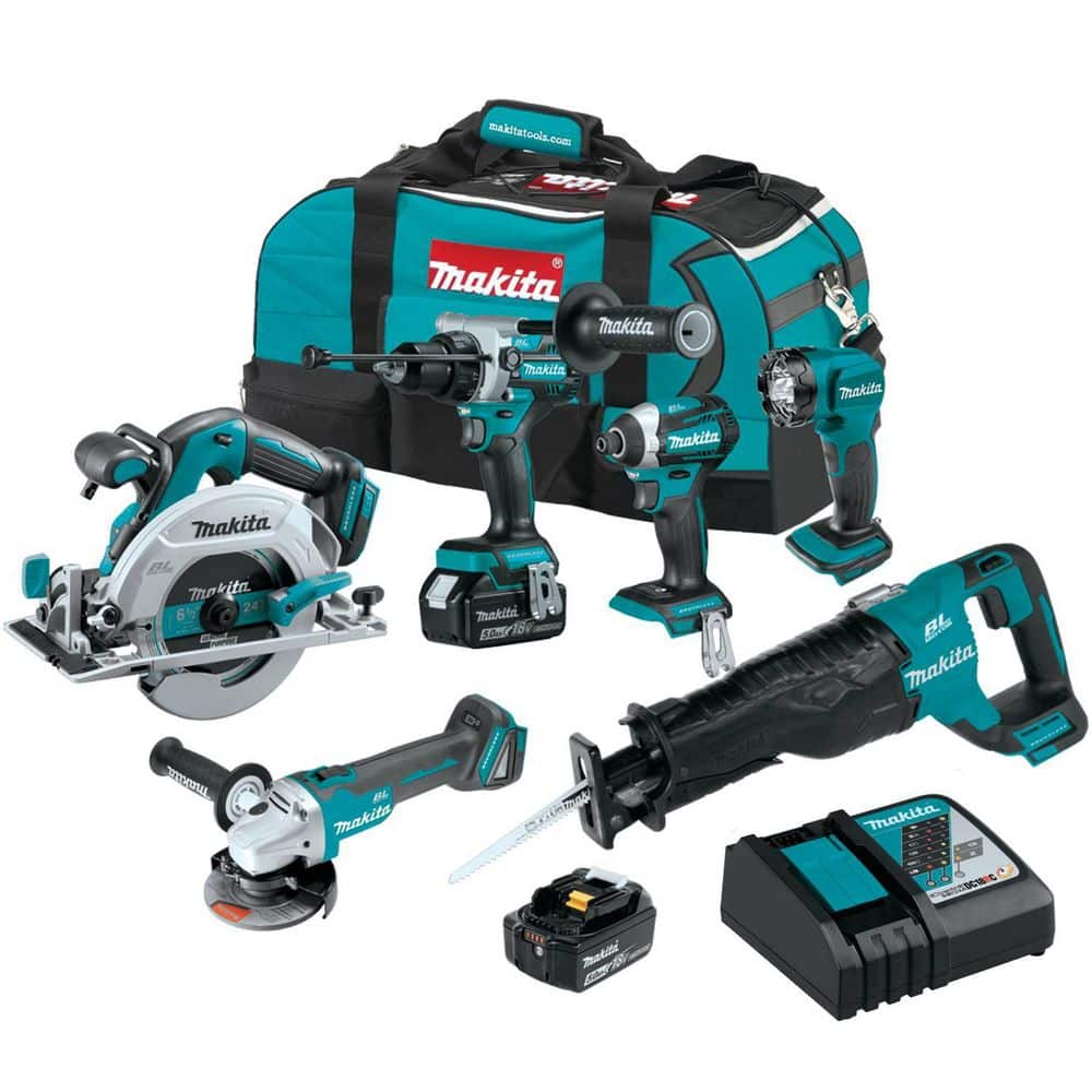Makita 18V LXT Brushless Cordless Combo Kit (6-Tool) with (2) 5.0