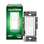 Diva LED+ Dimmer Switch for Dimmable LED, Halogen and Incandescent Bulbs, Single Pole or 3 Way, White