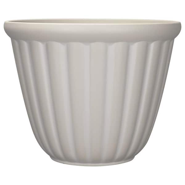 Vigoro Beck 22 in. Dia x 17.2 in. H Sand Resin Indoor/Outdoor Decorative Pot with Drainage Hole