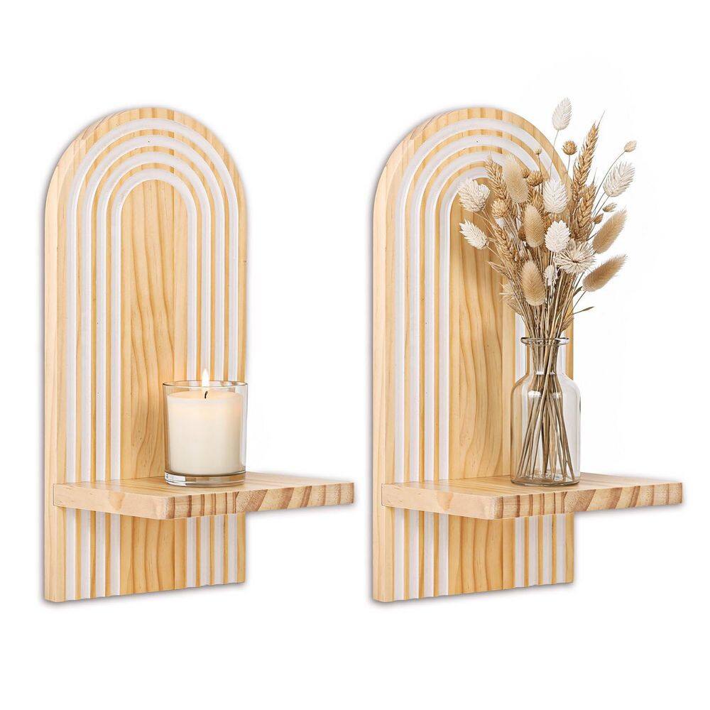 2-Pack Boho Wall Decor Solid Natural Wood Wall Sconces, Handmade Wooden Art Decor for Living Room, Dining Room, Bedroom price history on PriceWatchPro