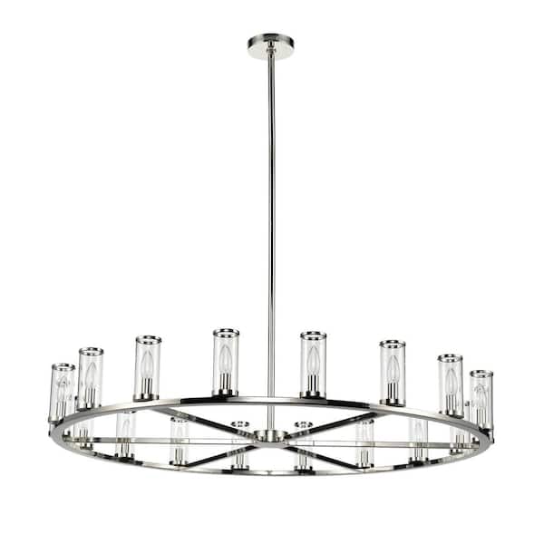 ALORA Revolve 48 in. 18-Light 60-Watt Clear Glass/Polished Nickel Chandelier