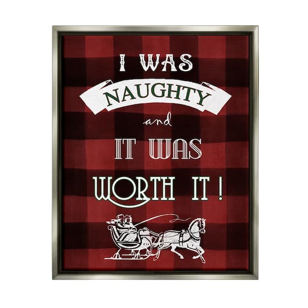 Stupell Industries Funny Plaid Christmas by Carol Robinson 1 Piece Floater Frame Graphic Print Typography Poster Art Print 21 in. x 17 in.