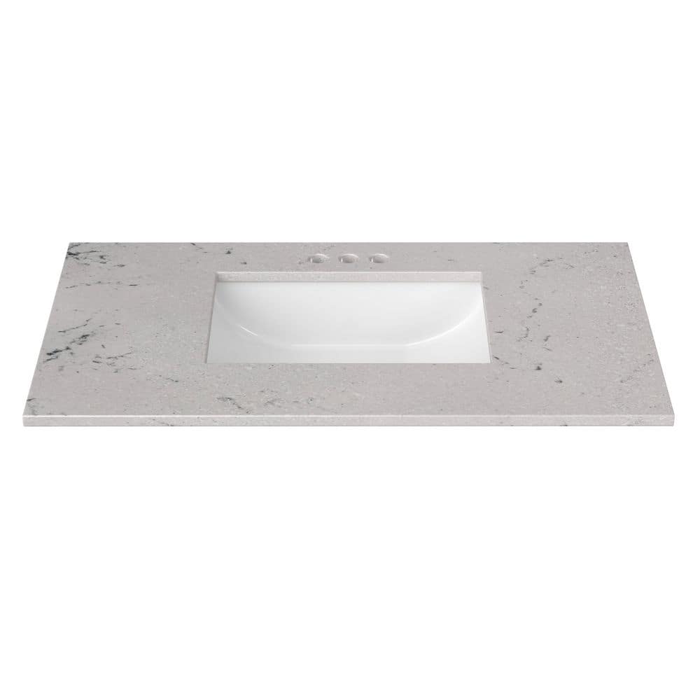 37 in. W x 22 in. D Cultured Marble Rectangular Undermount Single Basin Vanity Top in Icy Stone price history on PriceWatchPro
