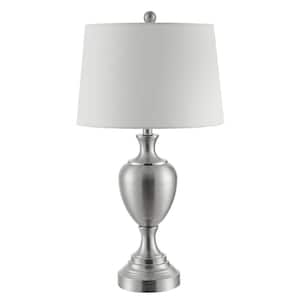 Poppy 28 in. Nickel Table Lamp with White Shade