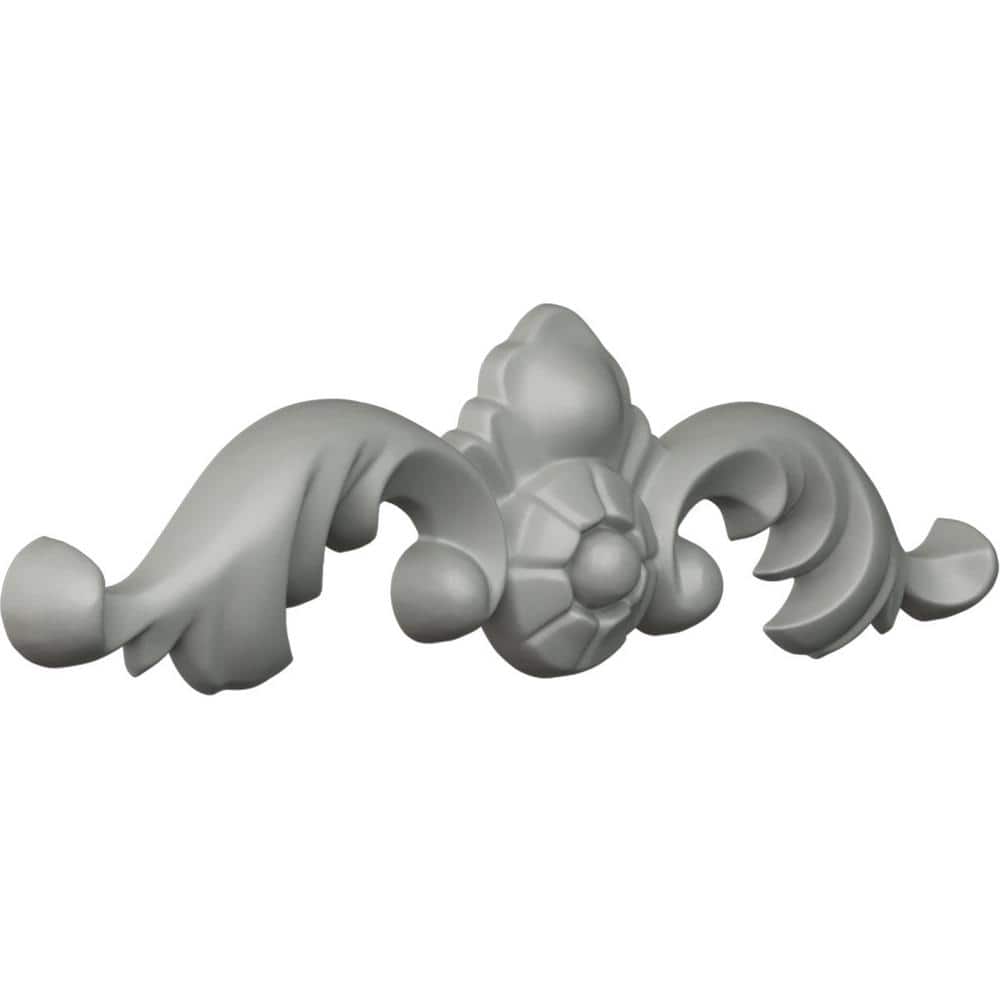 Primed White Polyurethane Crown Onlay Scroll, 9" Wide