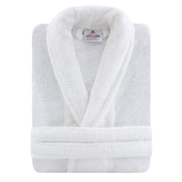 American Soft Linen Mens and Womens Robes, S-M, White