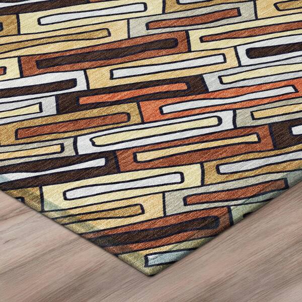 Chantille Machine Washable Indoor/Outdoor Abstract ACN3055 Brick 2 ft. x 7 ft. Runner Rug