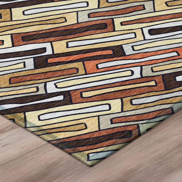 Chantille Machine Washable Indoor/Outdoor Abstract ACN3055 Brick 9 ft. x 12 ft. Area Rug