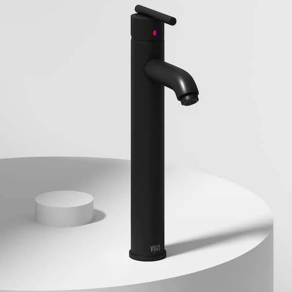 VIGO Seville Single Handle Single-Hole Bathroom Vessel Faucet in Matte Black