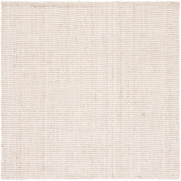 SAFAVIEH Natural Bleach/Ivory Fiber 5 ft. x 5 ft. Woven Border Square Area Rug