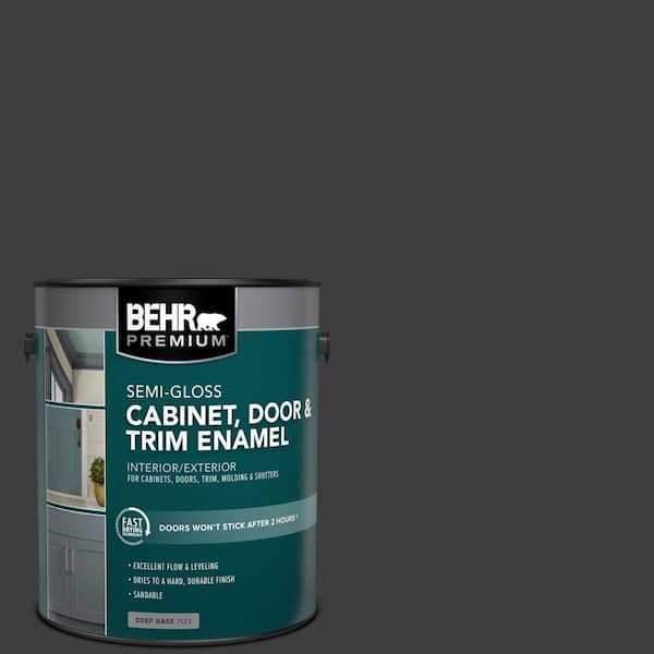 BEHR PREMIUM 1 gal. #N520-7 Carbon Semi-Gloss Enamel Interior/Exterior Cabinet, Door & Trim Paint