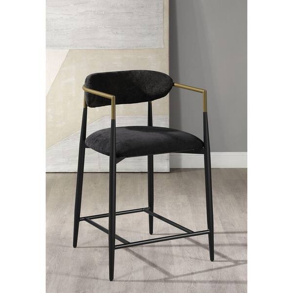 Acme Furniture Jaramillo Black Chenille and Black Finish Chenille