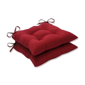 Solid 19 in. x 18.5 in. Outdoor Dining Chair Cushion in Red (Set of 2)