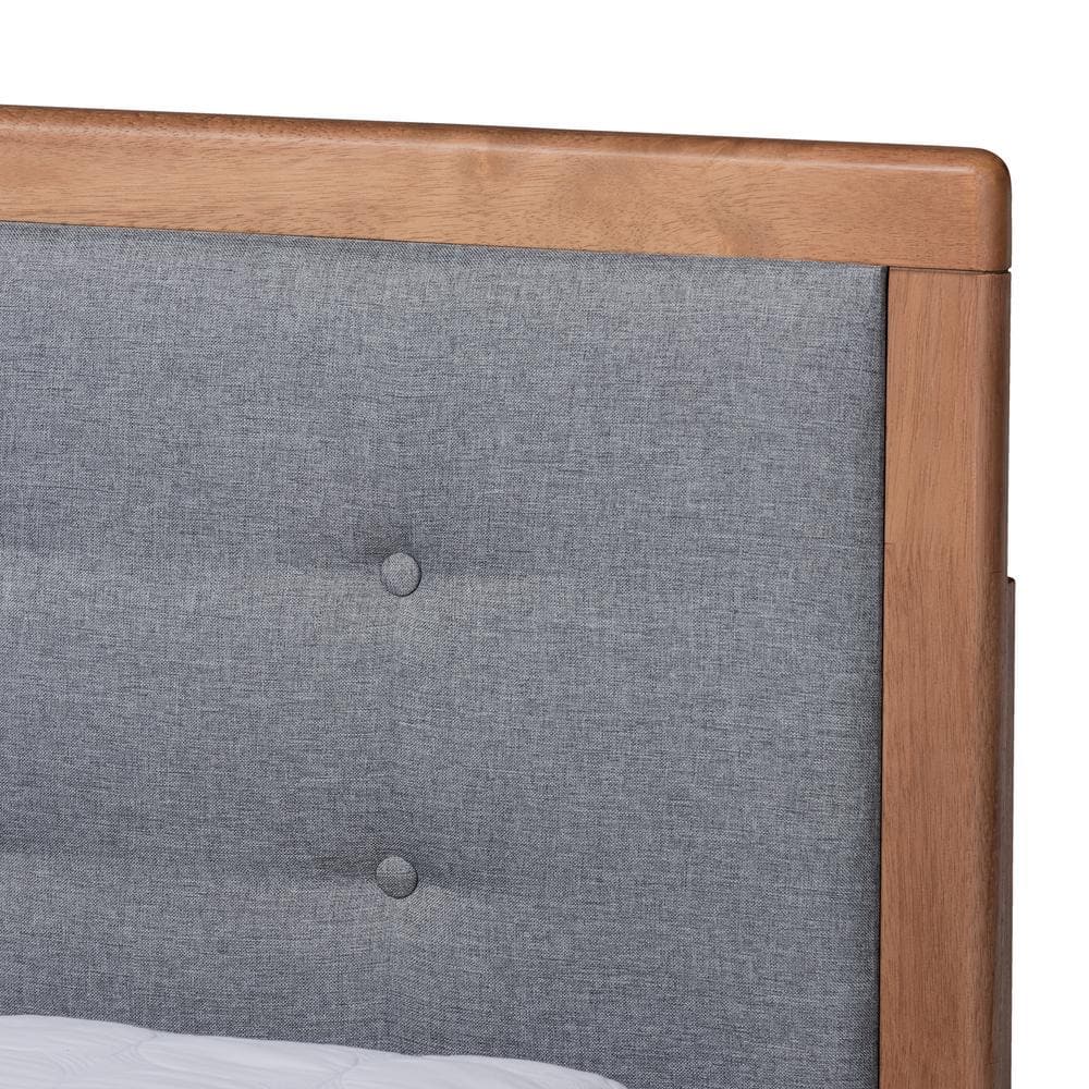 Ash Walnut King Upholstered Storage Bed with Tufted Headboard