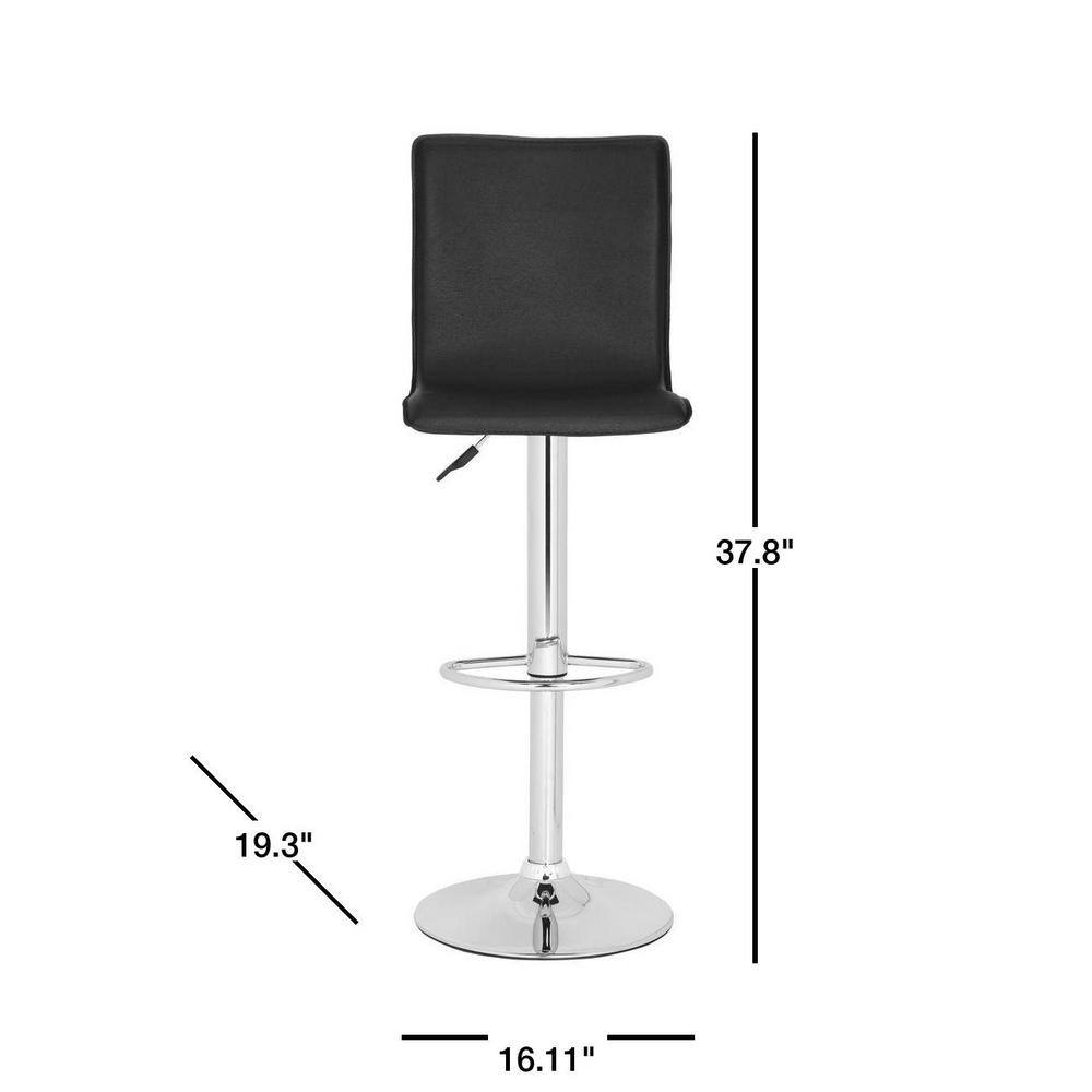 Magda Black Adjustable Swivel Bar Stool with Chrome Frame