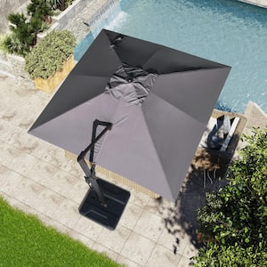 10 ft. Square Offset Umbrella Outdoor Hanging Cantilever Umbrella in Dark Gray