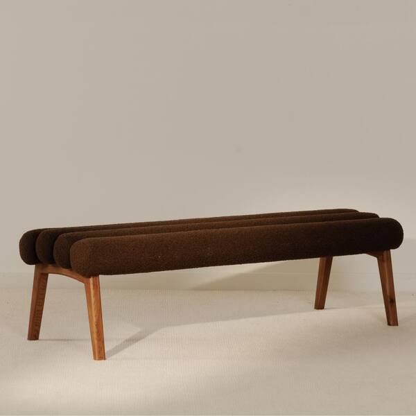 Unbranded Ashby Arlo Deep Brown 60 in. Dining Bench with Ash Wood Legs and Foam Cushions EW 1015 20