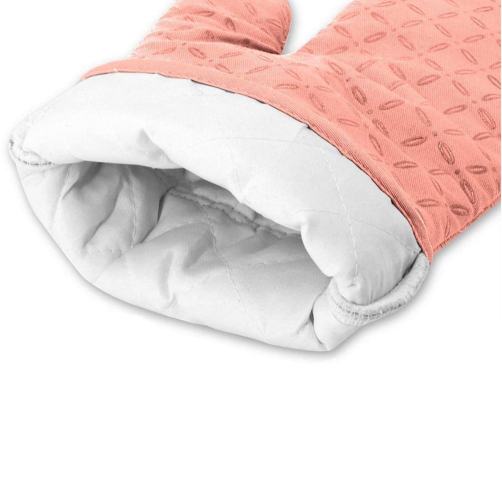 Pink Silicone and Cotton 6-Piece Oven Mitts and Pot Holders Set