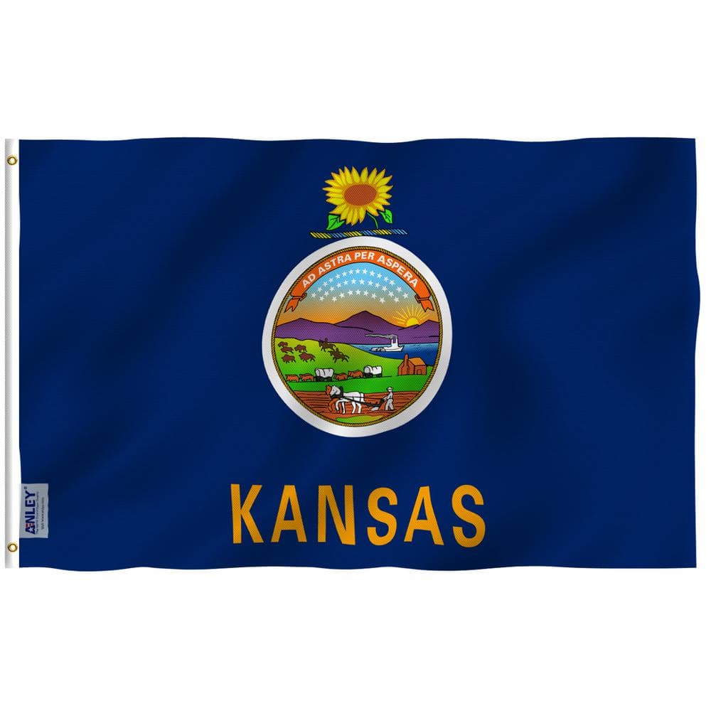 Fly Breeze 3 ft. x 5 ft. Polyester Kansas State Flag 2-Sided Flags Banners 
