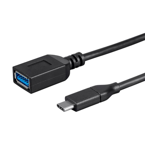 SANOXY Cables and Adapters; Type C to USB-A Female 3.1 Gen 1 Extension Cable - 5Gbps, 3 Amp, 30AWG, 0.5 ft., Black