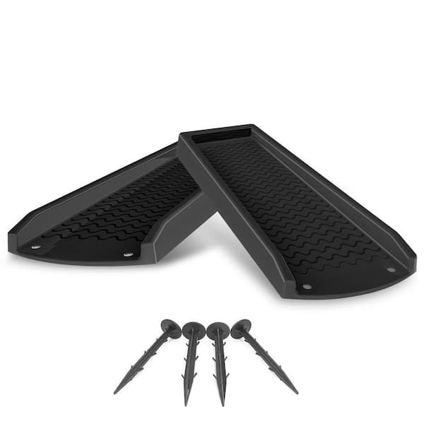 2 Packs 24 in. x 10.75 in. x 2 in. Plastic Fixable Downspout Splash Block Rain Gutter Downspout Extensions 4 Fixing Nail
