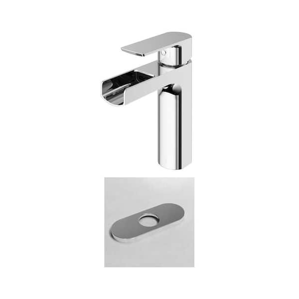 Ileana Single Handle Bathroom Faucet with 5.5 in. Deck Plate in Chrome (2-Piece Set)