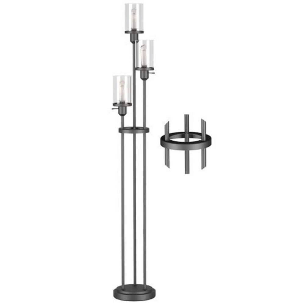 Hampton Bay Sutton Place 62.5 in. Matte Black 3L Floor Lamp 61000027